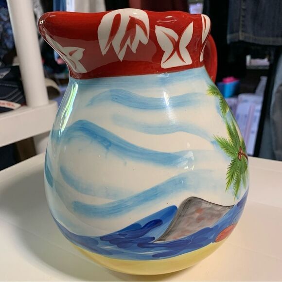 HausenWare Island Beach Pitcher Palm Trees Surf Boards Station Wagon Gorgeous - Picture 2 of 8